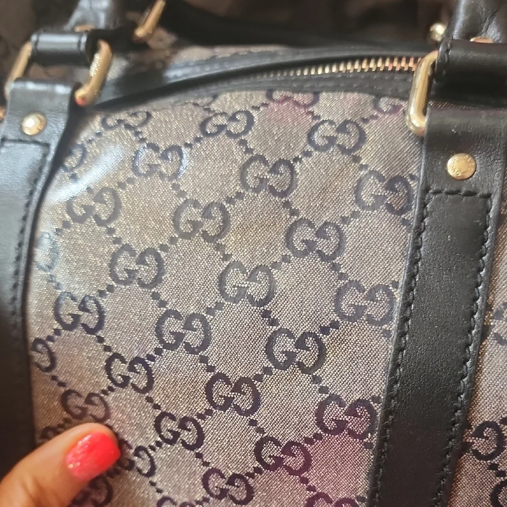 Gucci Black and Gray Speedy/Duffel Bag with Iconic Monogram - Picture 10 of 15